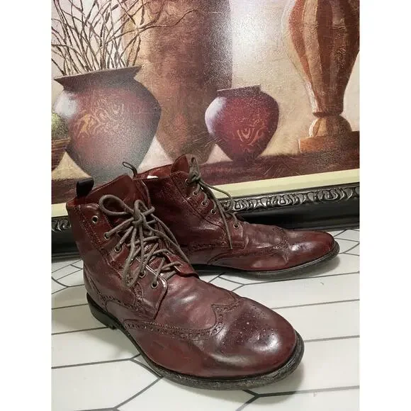 M Gemi Mens Boots Size 14 Brown Leather Cap Toe Lace Up Lug Sole EU 47 - Picture 6 of 11